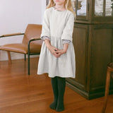  MQTIME  -  Girl's Ramie Three Quarter Sleeve Summer Dress New Cute Baby Girl Back Buttons Round Neck Loose A-Line Dresses Vestido
