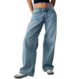 MQTIME  -  Y2K Baggy Jeans for Women Trendy Low Rise Casual Straight Leg Boyfriend Jeans Denim Pants with Pocket Streetwear