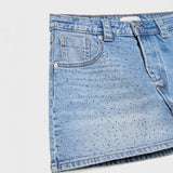 MQTIME  -  Washed Blue Hot Diamond Denim Skirt Women's Fashion Casual Versatile Culottes Women