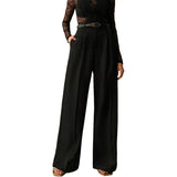 MQTIME  -  Elegant High Waist Wide Leg Women's Casual Spring Summer Loose Business West Pants Female Fashionable Commute Polyester