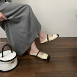 Mqtime Mixed Color Women Slippers Summer Outside Slides Casual Dress Shoes Flat Low Heels