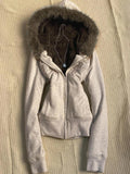  MQTIME  -  Vintage Y2k Gothic Hoodie Women Winter Aesthetic Letter Fur Collar Zipper Sweatshirt 2000s Streetwear Fashion Slim Jacket New