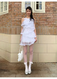 MQTIME  -  Woman Dress Sleeveless Elegant Sweet Irregular Halter Ruffles Summer Fashion Female Mini Dresses Party Casual Chic