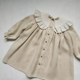  MQTIME  -  New Autumn Children Clothes 2-6 Yrs Baby Girl Party Dress Long Sleeved Cotton Solid Color Kids Princess Dresses