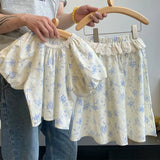 MQTIME  -  New Summer Baby Girl Clothes Suit Short Sleeved Cotton Flower Printed T-shirt+Skirt 3-7Yrs Children Clothing Set