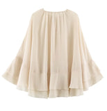 MQTIME  -  Chiffon Ruffle Kimono Cardigan Women Tie Neck Loose Sheer Cover Up Flare Layered Sleeve Shawl Lady Beach Sun Protection Top