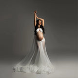 MQTIME  -  Sexy Halter Maternity Photography Gown Soft Convertible Multi Way Braces Dress Maternity Dresses Photo Shoot Tulle Dress For Wom