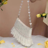 MQTIME  -  Lolita Lace Sweet Handbag Women Vintage Fairycore Aesthetic Bow Chic Shoulder Bags Purse Female Retro Underarm Bag Bolso