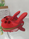 MQTIME  -  European and American Fashion Hollow Flower Baotou Banquet Half Slippers for Women's Outdoor Versatile Slope Heel Fashion Shoes