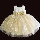 MQTIME  -  Golden Lace Girl Dress Summer Tutu Wedding Birthday Party Kids Dresses For Girls Children's Costume Bow Ball Gown 3 6 12 24M 3T