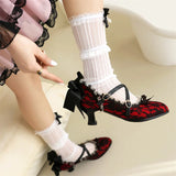 MQTIME  -  Women Bow Tie Heeled Mary Jane Pumps Elegant Trendy Cosplay Dress Fashion Party Pumps Comfort Casual Sandals
