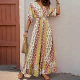 MQTIME  -  Boho Overalls Summer Floral Printing Wide Leg Rompers Femme Beach Style Viscose Jumpsuits Vacation One-piece Suits