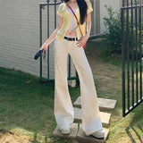  MQTIME  -  Spring New Hot Selling Slimming Design Horn Cut Cotton Solid Color Pants for Women