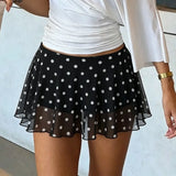 MQTIME  -  High Street Summer All Match Thin Polka Dot Print Pleated Chiffon Skirts Y2k Aesthetic High Street American Mini Jupe Punk Skirt