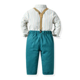 MQTIME  -  Toddler Kids Boys Gentleman Clothing Sets Long Sleeve Bowtie Striped Shirt+Suspenders Pants Little Boy 2PCS Outfits