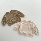  MQTIME  -  Autumn New Children Long Sleeve Sweatshirt Solid Boys Girls Cotton Loose Pullover Kids Casual Pocket Tops Baby Clothes