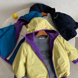 MQTIME  -  Kids Boy Outdoor Jacket Hooded Contrast Thicken Warm Toddler Boy Hooded Coat Winter Letter Print Infant Baby Boy Parkas Outwear