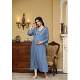 MQTIME  -  Pregnant Women's Sleeping Dress Four Seasons New Sweet Princess Gravida Lounge Dress Loose Soft Breathable Home Furnishing Dress