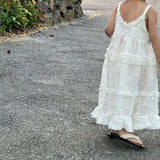 MQTIME  -  Fashion Baby Girl Princess Cotton Strap Lace Dress Infant Toddler Child Suspender Vestido Solid Color Summer Baby Clothes 1-10Y