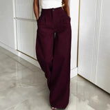 MQTIME  -  Women's High Waist Wide Leg Pants Office Work Trousers Casual Loose Fit Suit Pants for Female Streetwear Bottoms