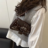MQTIME  -  Retro Korean Y2K Harajuku Style Niche Rivets Underarm Bag Tote Bags Lipstick Wallet Storage Bag Women's Bags Purses Handbags