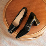 MQTIME  -  New Women Shoes Exquisite Patent Leather High Heels for Woman French Style Square Head Casual Shoes Designer Shoes Zapatos Mujer