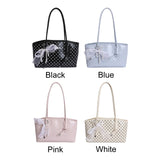  MQTIME  -  PU Leather Polka Dot Shoulder Bag Versatile Handbag Large Capacity with Pendant for Women Ladies Work Shopping Travel Daily Use