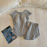 MQTIME  -   New Homewear Two-Piece Short-Sleeved Top Shorts Suit Pajamas Set Summer Comfortable Sleepwear Women Loungewear Pijama