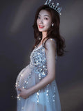 MQTIME  -  Maternity Tulle Dress for Photo Shoot Maternity Sequins Decorative Perspective Sexy Wedding Maternity Gown Photography Props