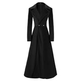 MQTIME  -  Women's Elegant Slim Fit Velvet Trench Long Coat Retro Temperament Red Evening Party Outfits Spring Beautiful Charming Jackets