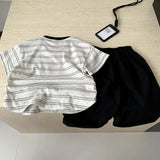  MQTIME  -  Boys Suit Spring and Summer New Children's Wear Boys Cool Handsome Sports Letter T-shirt Casual Shorts Two Sets