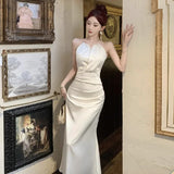 MQTIME  -  Dresses Women Sleeveless Sexy Elegant Off Shoulder Slim Backless Temperament Mermaid Dress Party Female Fashion Summer
