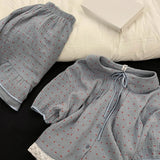 MQTIME  -  Korean Polka Dot Double-layer Cotton Yarn Short-sleeved Pajamas for Women's Summer New Soft and Skin-friendly Home Clothing
