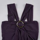 MQTIME  -  Women's Purple Halter Neck Top Criss Cross Strap O Ring Detail Sleeveless Ruched Y2K Aesthetic Party Clubwear Going Out Outfit