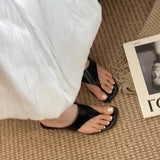 MQTIME  -  Women's Square Toe Flip Flop Heels New Summer Slide Sandals Elegant Thin Strap Kitten Heel Mules Casual Dressy Thong Sandal