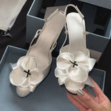 MQTIME  -  Fashion Womens Sandals French Romance High Heeled Sandals for Woman Exquisite Flower Casual Shoes Designer Shoes Sandalias Mujer