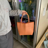 MQTIME  -  Hanrted Large Capaci Basket Bag Orange Jasmine Spring Summer Handheld Beach St Woven Bag Korean Sle oulder Bag