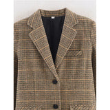  MQTIME  -  Autumn Winter Plaid Mixed Fabric Women's Blazer Jacket New Fashion Commute Long Sleeve Coat Streetwear Casual New Outerwear ﻿