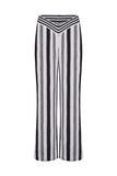 MQTIME  -  Knitted Striped Cardigans Pants Sets Women 2 Pieces Short Sleeve Single Breasted Loose Coat Wide Leg Trousers Suits Hollow Out