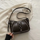  MQTIME  -  American Retro-punk Y2k Metal Rivet PU Leather Cool Messenger Bag Large-capacity Storage Bags Handbag Crossbody Bag Woman Bags