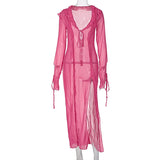  MQTIME  -  2026 Spring New Women's Sexy Tether V-Neck Split Dress Women