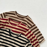 MQTIME  -  Autumn New Children Long Sleeve Striped T Shirts Cotton Boys Casual Tee Kids Vintage O-neck Tops Girls Bottoming Shirts