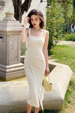 MQTIME  -  New Arrived Square Neck Vintage Dress for Women Sleeveless Fashion Luxury Sling Slim Party Evening Long Dresses Summer