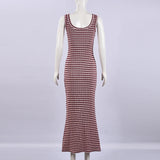  MQTIME  -  Summer New Cross-border Special Supply Slim Striped Sleeveless European and American Fishtail Dress Cw69163