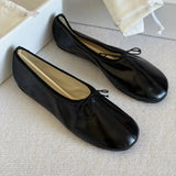 MQTIME  -  Women Sheepskin Ballet Flat Shoes Slip‑On Round Toe Loafers Grandmother Shoes Modern Minimalist Breathable Daily Ladies Footwear