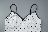 MQTIME  -  Chic Polka Dot Sling Top Set Women Casual Sleeveless Off-shoulder Slim Tops High Waist Midi Skirt Sets Lady Vacation Outfit