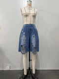  MQTIME  -  Summer New Fashion Women's Hole Washing Water Corns Loose Denim Shorts High Waisted Ripped 5-point Jeans