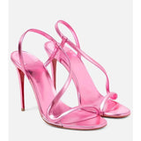 MQTIME  -  New Spring Multi Color Serpentine Straw Versatile High Heels for Women, Thin Heels,Sexy Outerwear Fashion Sandals for Women