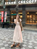 MQTIME  -  Woman Dress Sweet Square Collar Drawstring Square Collar Short Sleeve Summer Fashion Princess Female Elegant Dresses