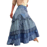 MQTIME  -  Women's Plus Size Skirts Summer Vintage Ruffles Oversized Maxi Skirts New Lace Long Skirts Low Waist Prairie Chic Dropped Skirt